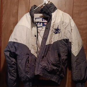 NFL Two-Tone Puffer Jacket in White and Navy Blue